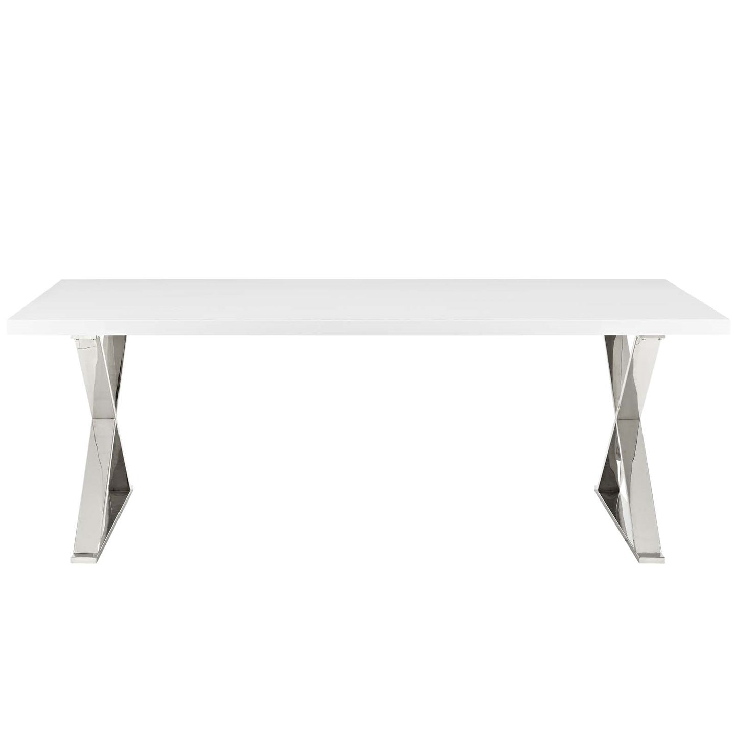 Finn Dining Table in White / Silver
