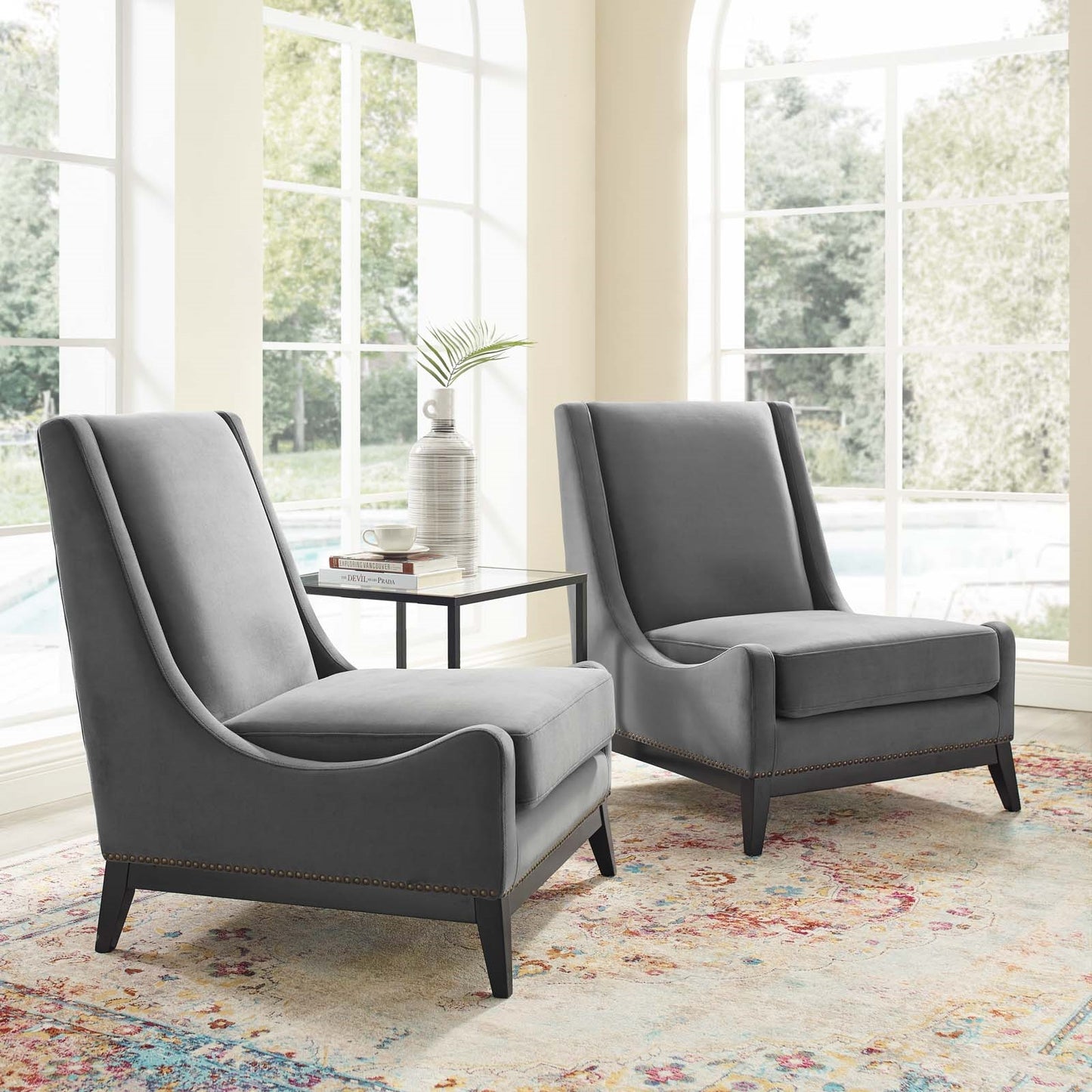 Enigma Lounge Chair Upholstered Performance Velvet (Set of 2)