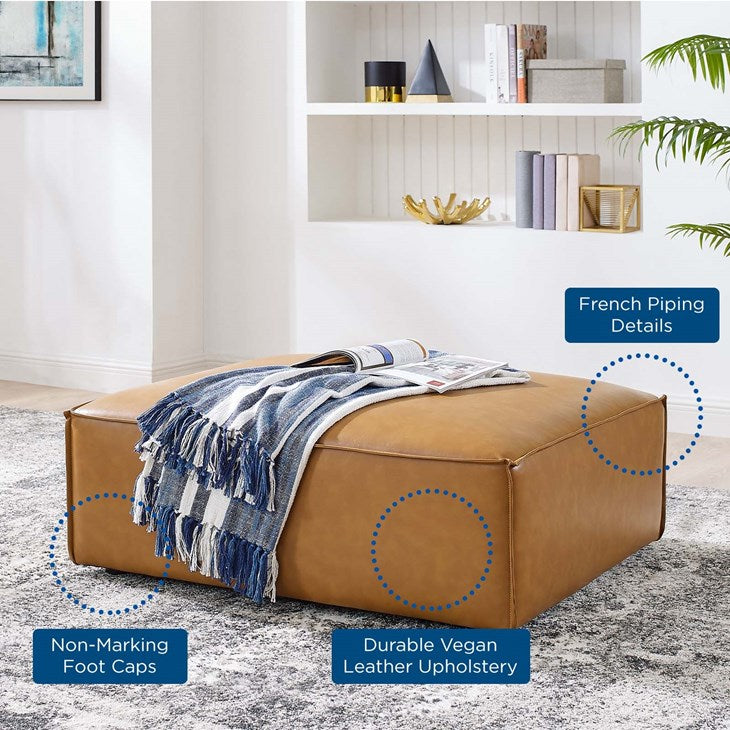 Vitality Vegan Leather Ottoman in Tan