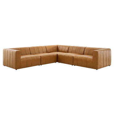 Colton Vegan Leather 5-Piece Sectional Sofa in Tan