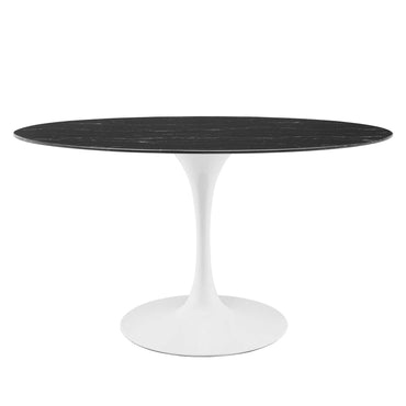 Tulip Style 54" Black Rounde Artificial Marble Dining Table