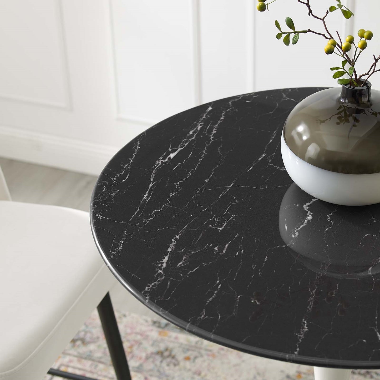 Tulip Style 28" Black Artificial Marble Bar Table