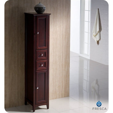 Fresca Oxford 60" Mahogany Traditional Double Sink Bathroom Vanity w/ Side Cabinet - living-essentials