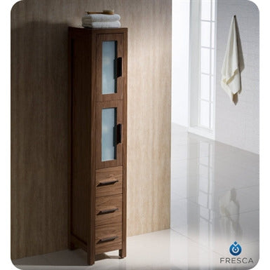 Fresca Torino 84" Walnut Brown Modern Double Sink Bathroom Vanity w/ 3 Side Cabinets & Vessel Sinks - living-essentials
