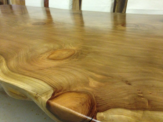LIVE EDGE MEDIUM BROWN DINING TABLE(REDWOOD) - living-essentials