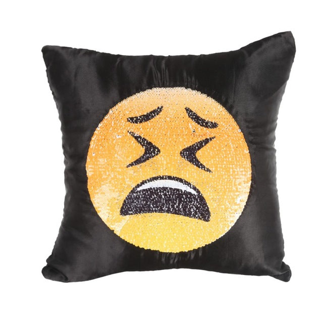 Fun Face Emoji Sequin Pillow - living-essentials