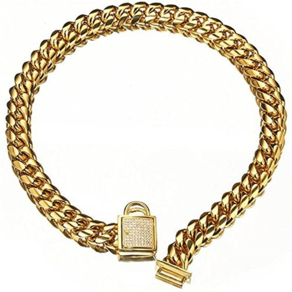 Gold Dog Chain Collar Miami Curb Link