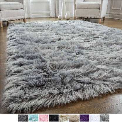 Faux Wool Plush Rug Soft Shaggy Carpet Home Floor Area Mat Decoration