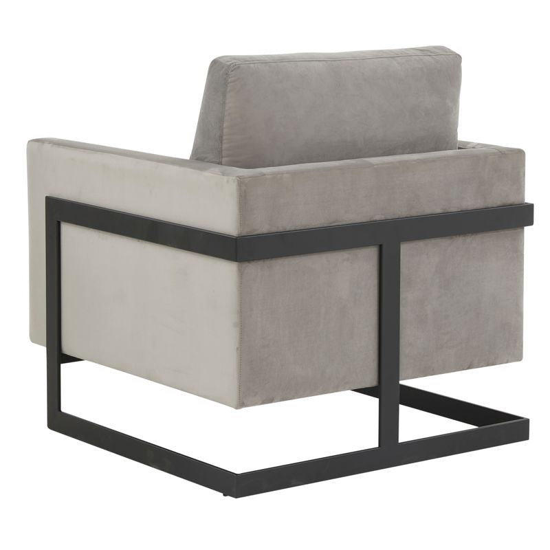 Elton Velvet Accent Armchair - Black Frame