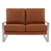 Emil Faux Leather Loveseat - Silver Frame