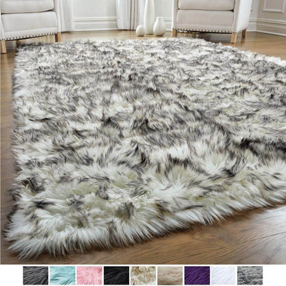 Faux Wool Plush Rug Soft Shaggy Carpet Home Floor Area Mat Decoration