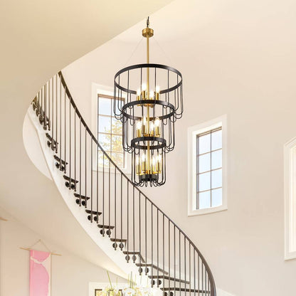 12-Light Farmhouse Staircase Chandelier