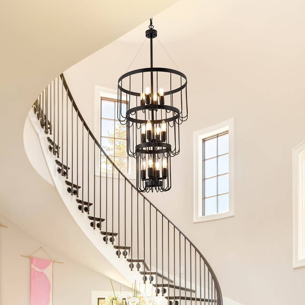 12-Light Farmhouse Staircase Chandelier
