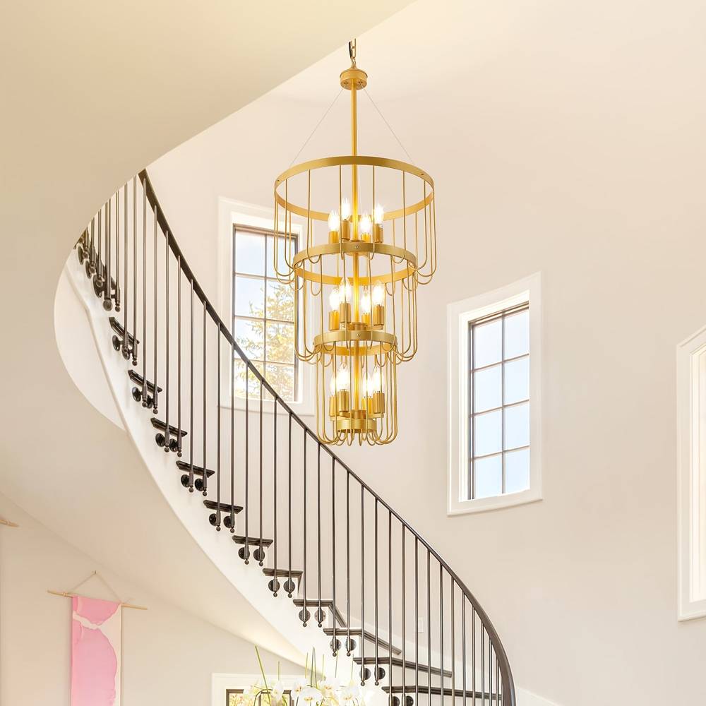 12-Light Farmhouse Staircase Chandelier
