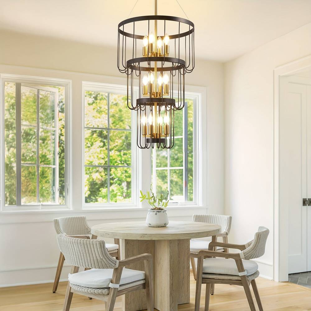 12-Light Farmhouse Staircase Chandelier