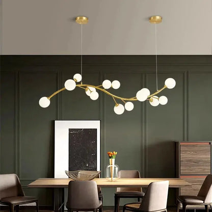 13-Light Gold Tree Branch Pendant Chandelier