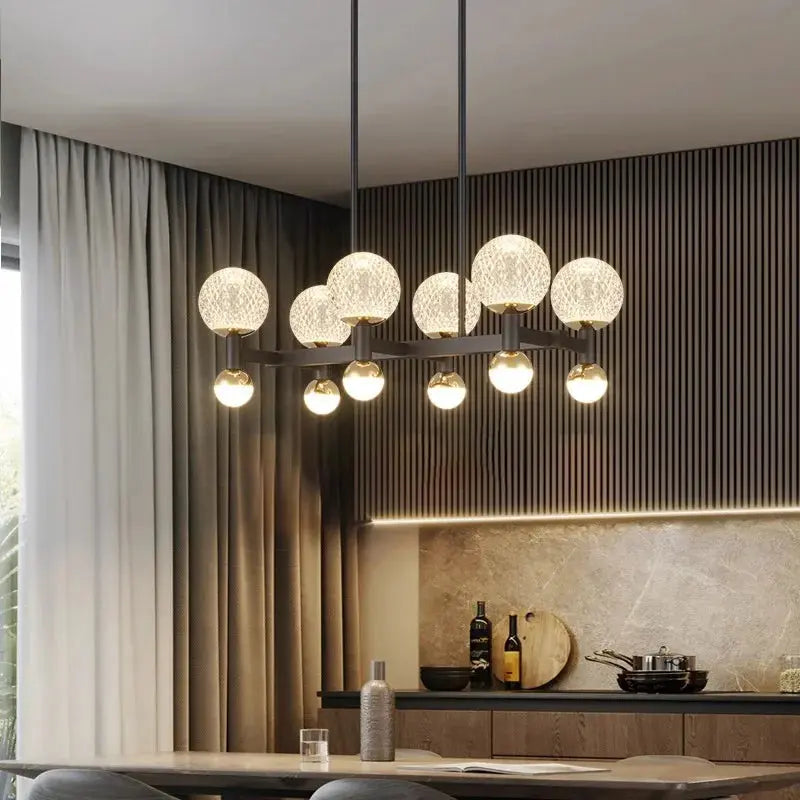 Modern Black Linear Dining Room Chandelier 12/16 Lights