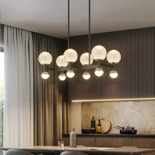 Modern Black Linear Dining Room Chandelier 12/16 Lights