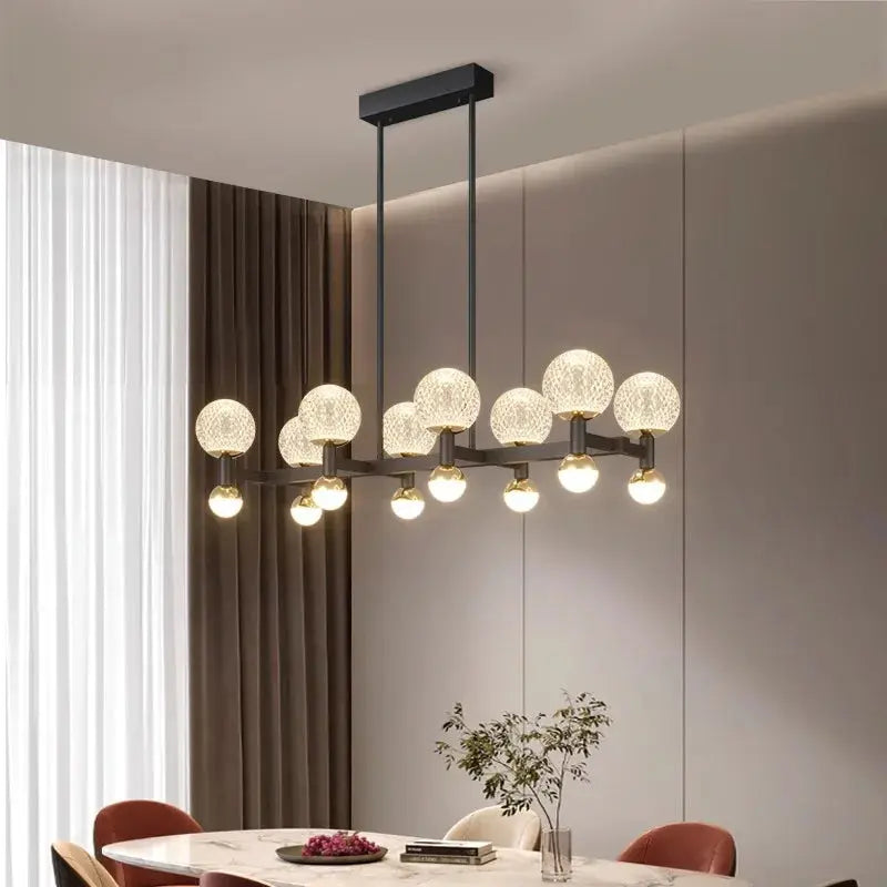 Modern Black Linear Dining Room Chandelier 12/16 Lights