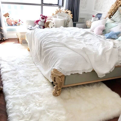 Faux Wool Plush Rug Soft Shaggy Carpet Home Floor Area Mat Decoration