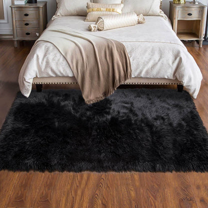 Faux Wool Plush Rug Soft Shaggy Carpet Home Floor Area Mat Decoration