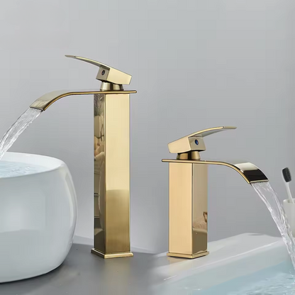 Brushed Gold Waterfall Bathroom Faucet