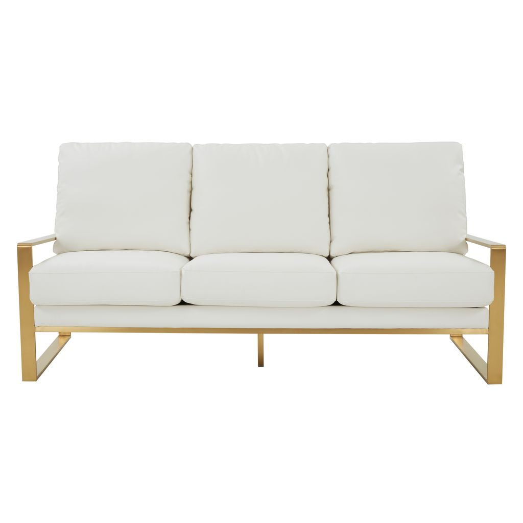Emil Leather Sofa - Gold Frame