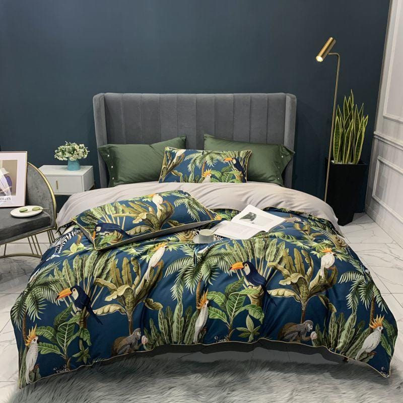 Emfurn Tropical Blue and Green Duvet Cover Set (Egyptian Cotton)