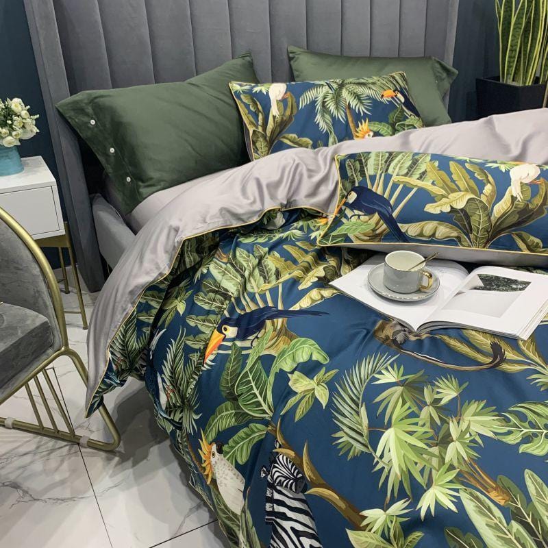 Emfurn Tropical Blue and Green Duvet Cover Set (Egyptian Cotton)