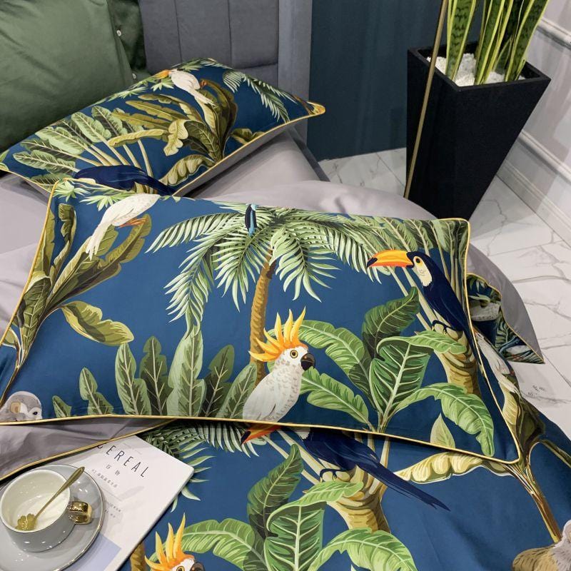 Emfurn Tropical Blue and Green Duvet Cover Set (Egyptian Cotton)