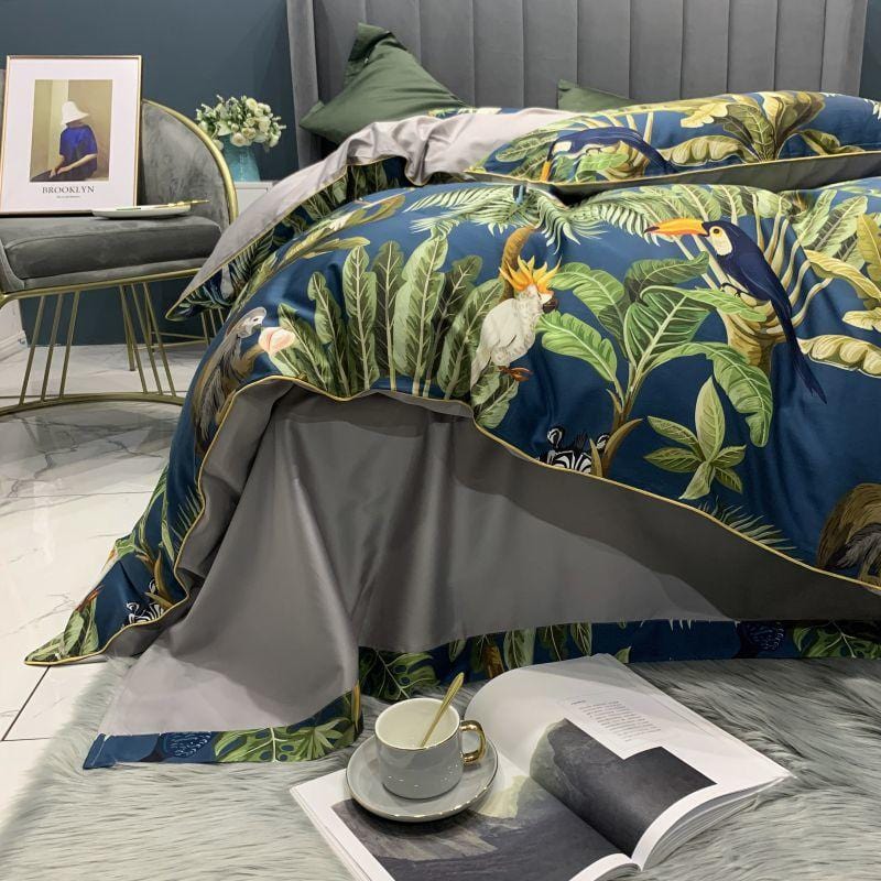 Emfurn Tropical Blue and Green Duvet Cover Set (Egyptian Cotton)