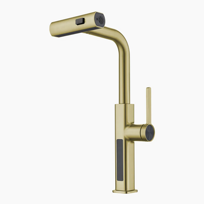 Multi-Functional Waterfall and Pull-Out Faucet With Temperature Display