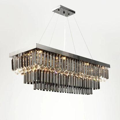 3 Tier Contemporary Rectangular Crystal Chandelier