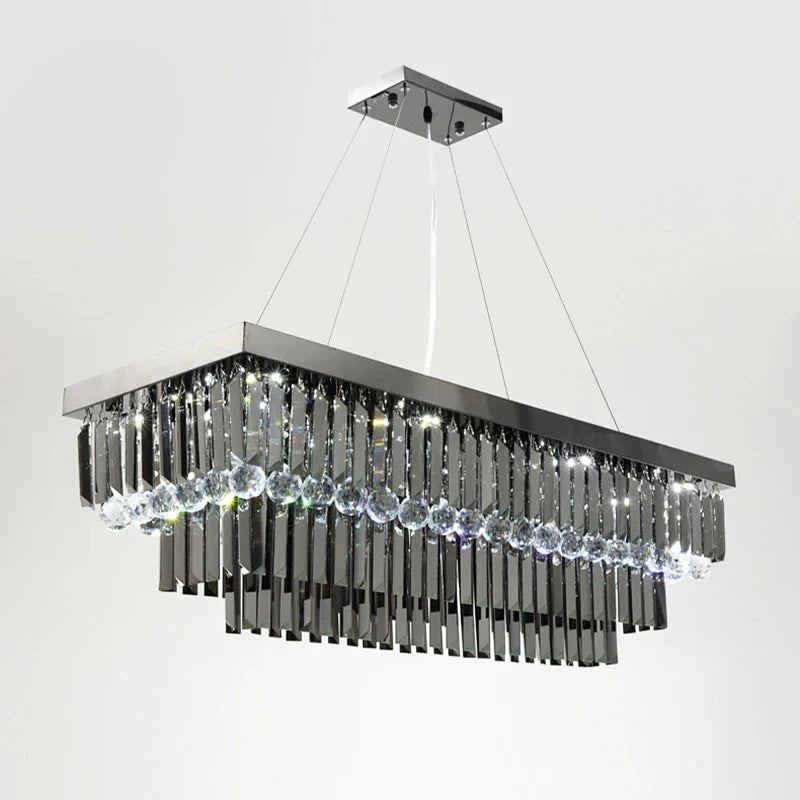 3 Tier Contemporary Rectangular Crystal Chandelier