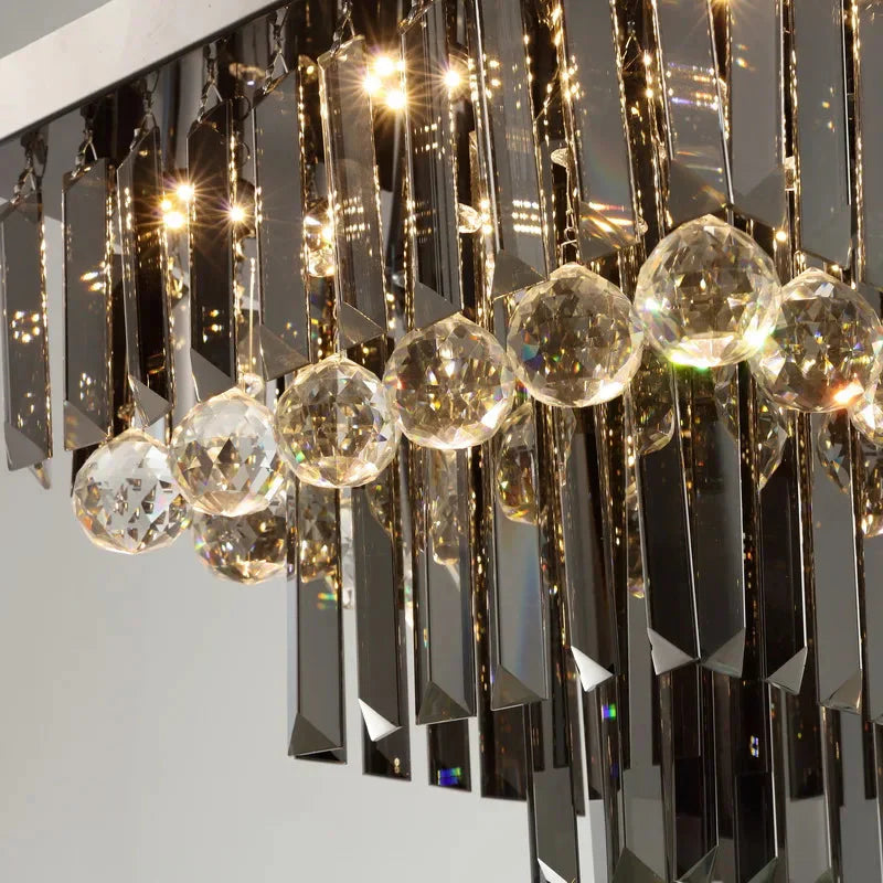 3 Tier Contemporary Rectangular Crystal Chandelier