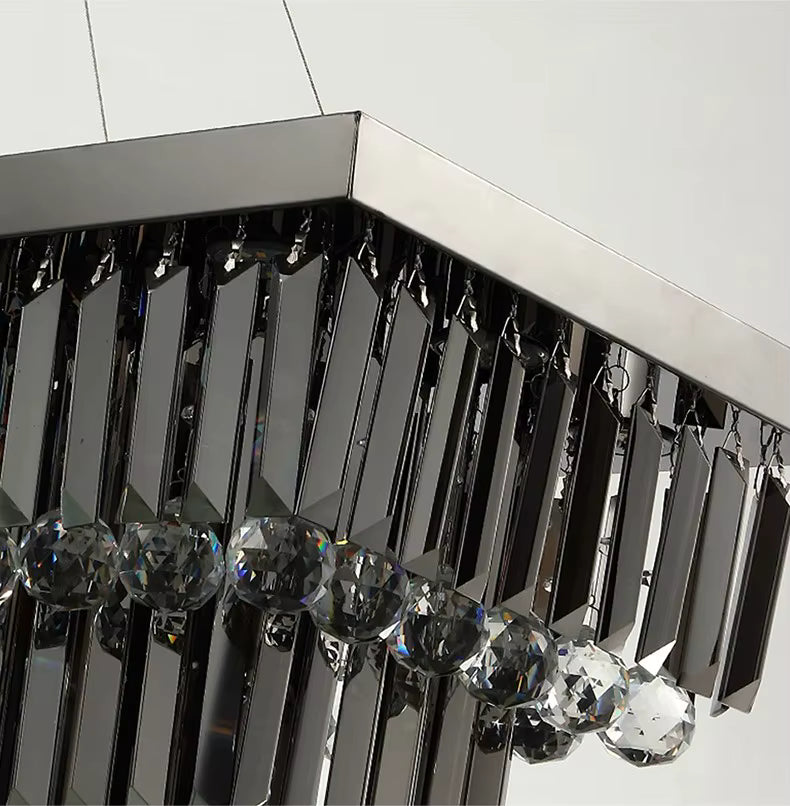 3 Tier Contemporary Rectangular Crystal Chandelier
