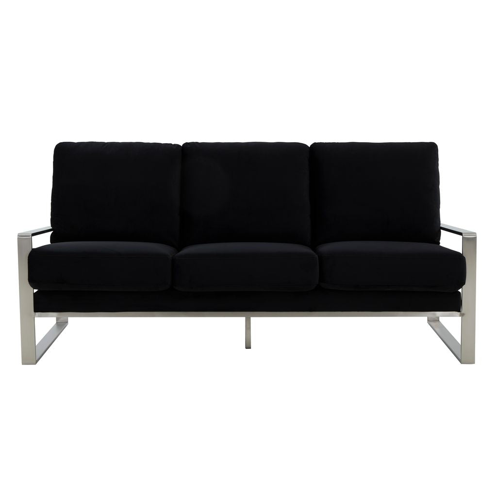 Emil Velvet Sofa - Silver Frame