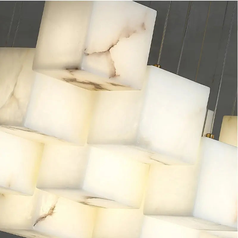 White Marble LED Cube Chandelier 7/9/18/25/36 Light