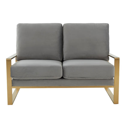 Emil Velvet Loveseat - Gold Frame