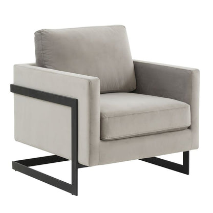 Elton Velvet Accent Armchair - Black Frame