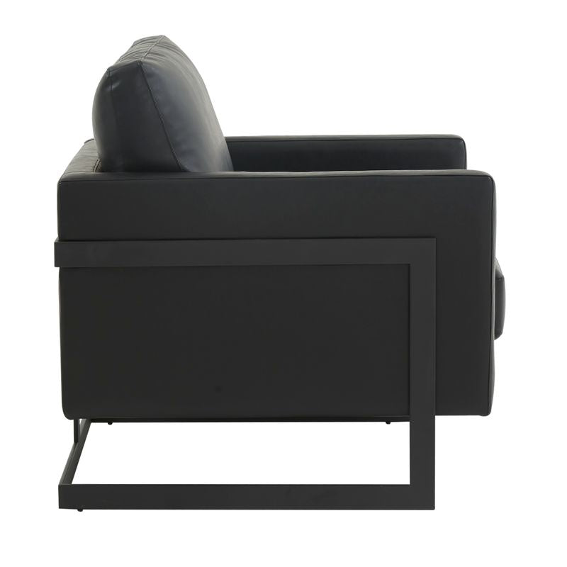 Elton Leather Accent Armchair - Black Frame