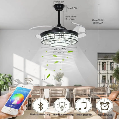 Classic Ceiling Fan with Light and Bluetooth Speaker