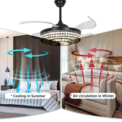 Classic Ceiling Fan with Light and Bluetooth Speaker