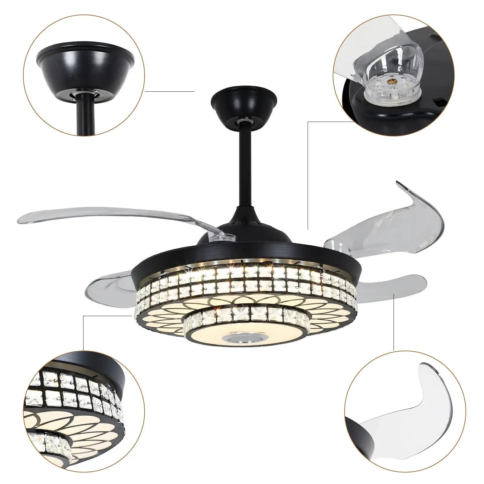 42" Ceiling Fan with Light and Bluetooth Speaker