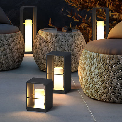 EMFURN Modern Rectangular Waterproof Solar Lights Outdoor Lantern Lights
