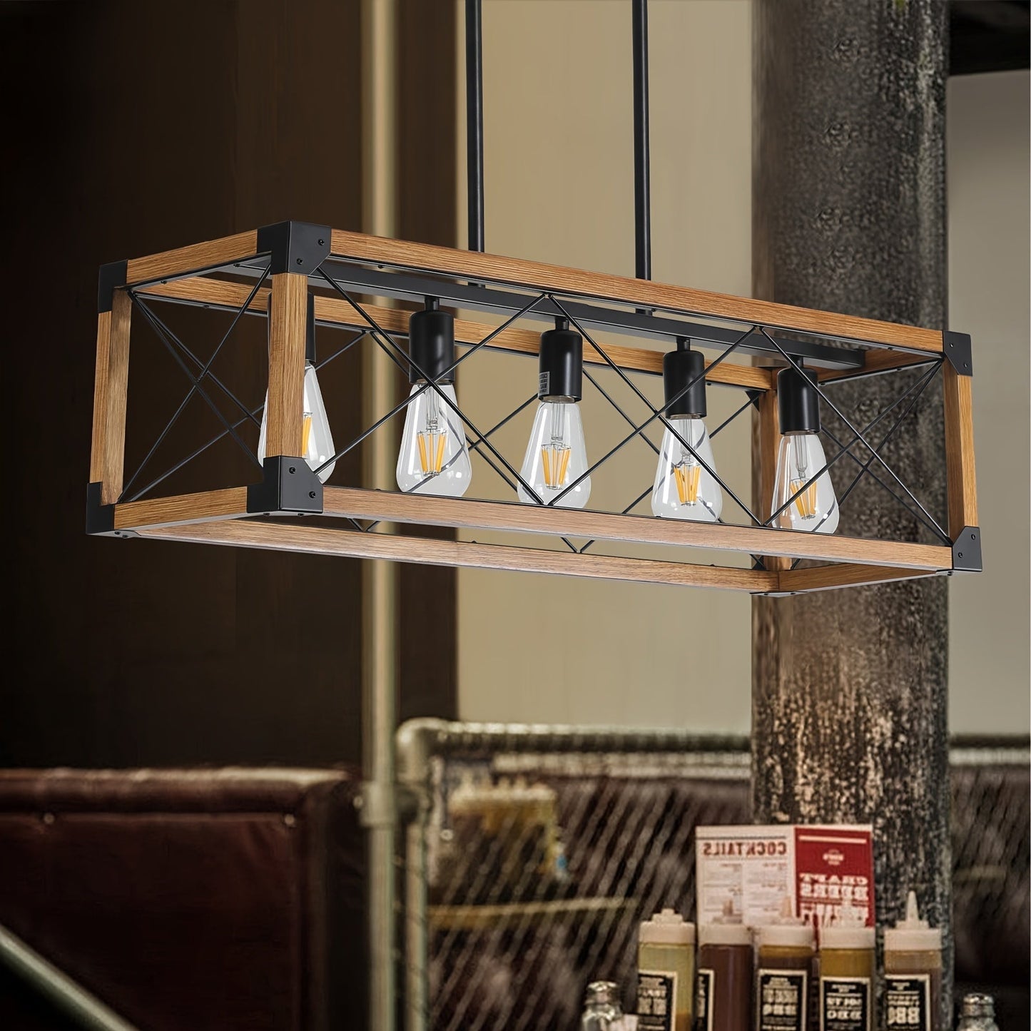 5-Light Farmhouse Rectangular Chandelier