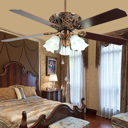 52/60 Inch 5 Blades Rustic Ceiling Fan With Lights