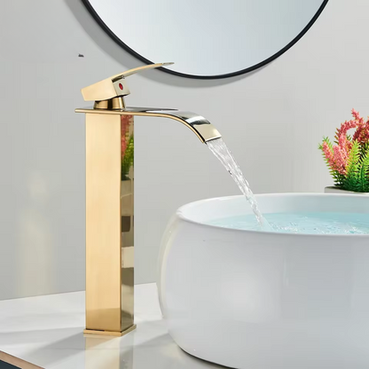 Brushed Gold Waterfall Bathroom Faucet