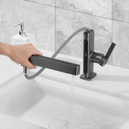 Single-Hole Pull-Out Faucet with Temperature Display