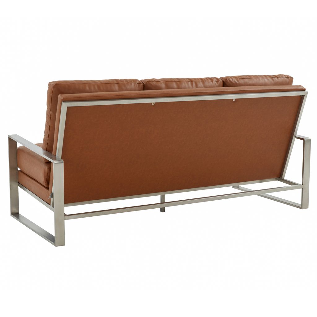 Emil Leather Sofa - Silver Frame